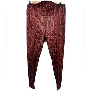 Adidas Ivy Park Monogram Sheer Panel leggings Night Red/wild Brown Size Large